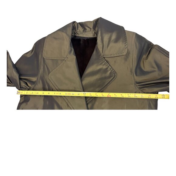 Custom Vintage Raincoat with Sheared Mink Lining Olive Green Full-Length - Picture 4 of 7